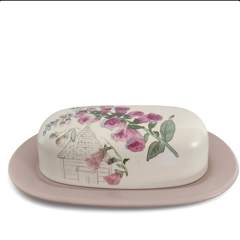Vintage Pfaltzgraff Stoneware Cape May Lavender Purple Foxglove Butter D…